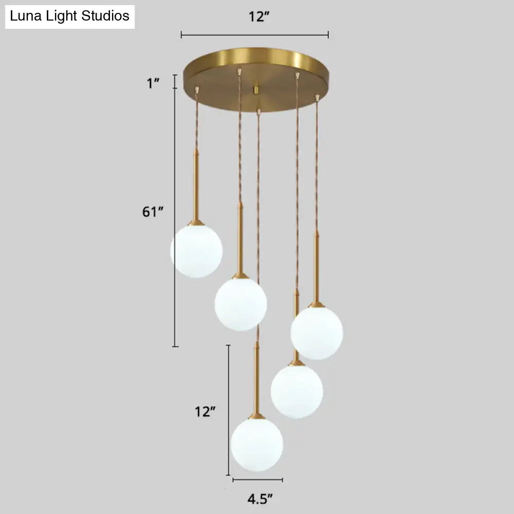 Minimalistic Gold Spiral Cluster Pendant Light For Living Room 5 / Globe