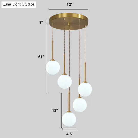 Minimalistic Gold Spiral Cluster Pendant Light For Living Room 5 / Globe