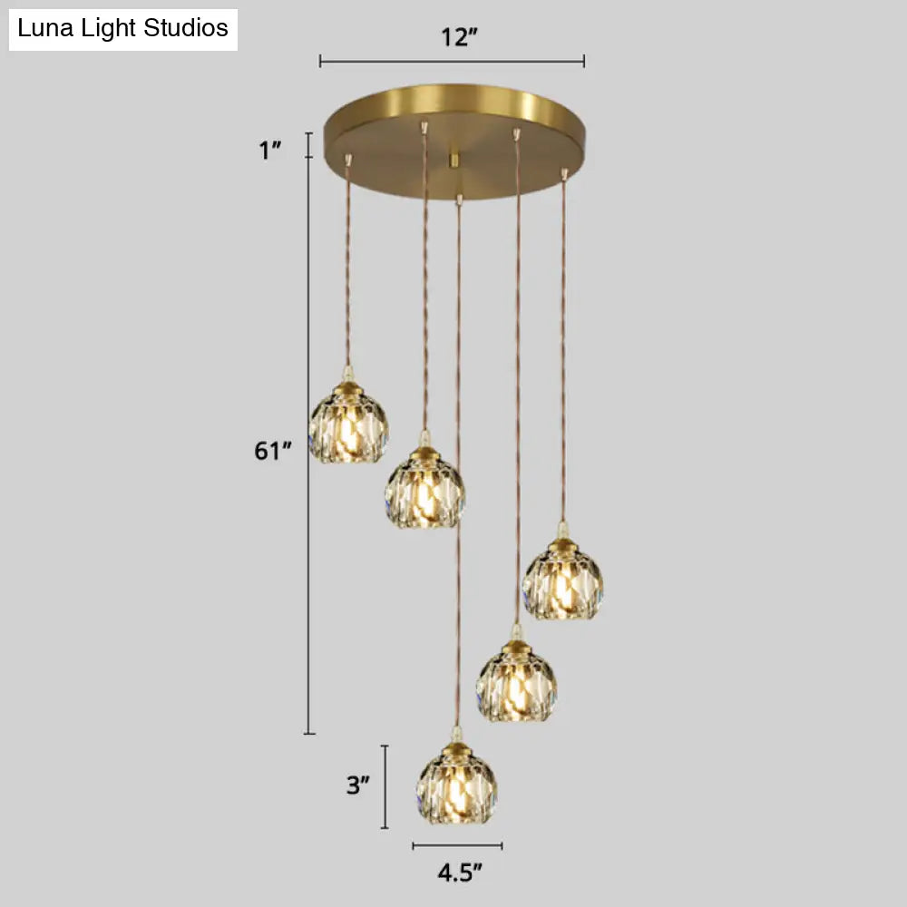 Minimalistic Gold Spiral Cluster Pendant Light For Living Room 5 / Rhombus