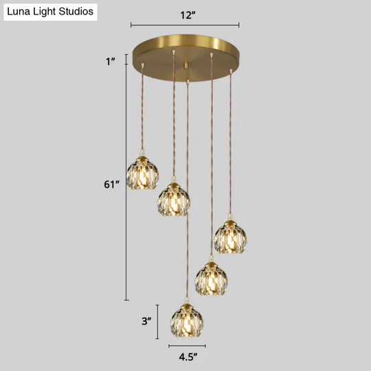 Minimalistic Gold Spiral Cluster Pendant Light For Living Room 5 / Rhombus