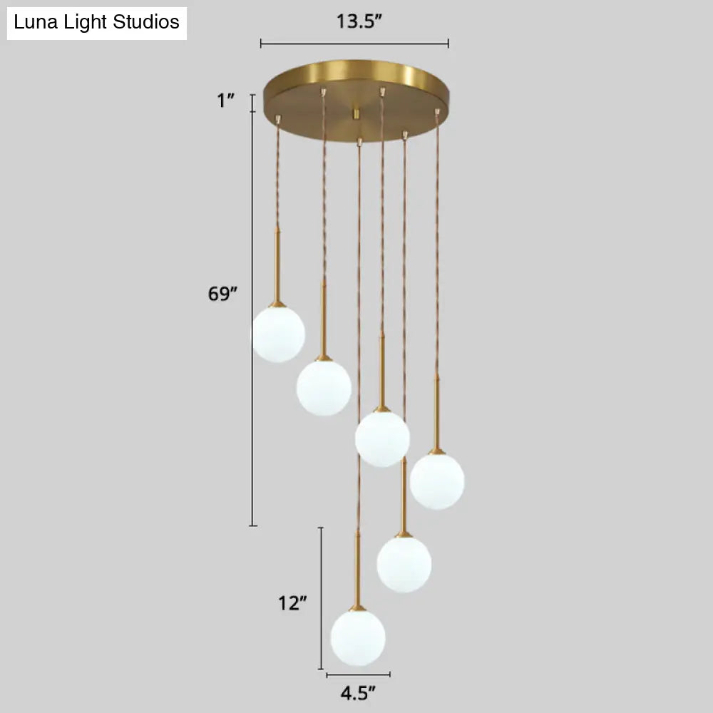 Minimalistic Gold Spiral Cluster Pendant Light For Living Room 6 / Globe