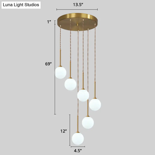 Minimalistic Gold Spiral Cluster Pendant Light For Living Room 6 / Globe