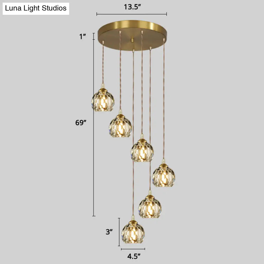 Minimalistic Gold Spiral Cluster Pendant Light For Living Room 6 / Rhombus