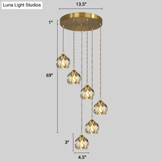 Minimalistic Gold Spiral Cluster Pendant Light For Living Room 6 / Rhombus