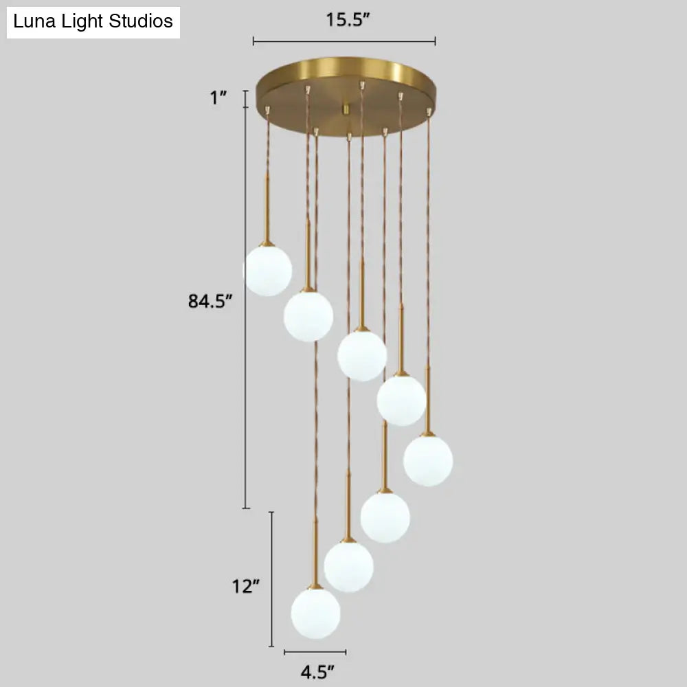 Minimalistic Gold Spiral Cluster Pendant Light For Living Room 8 / Globe