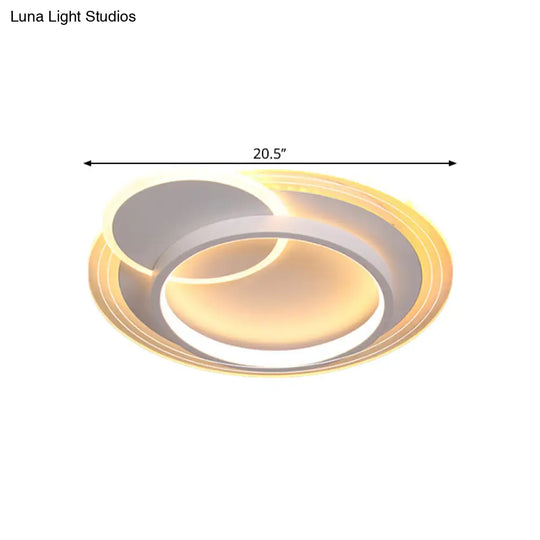 Minimalistic Led Ceiling Flush Mount Lamp Metallic Round Design 16.5/20.5 Wide Warm/White Light