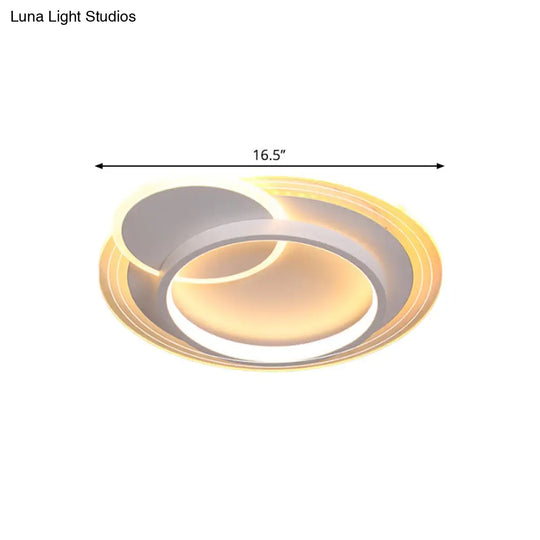Minimalistic Led Ceiling Flush Mount Lamp Metallic Round Design 16.5/20.5 Wide Warm/White Light