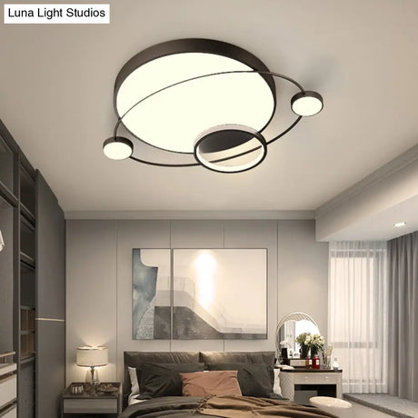 Minimalistic Led Ceiling Lamp For Bedroom With Orbit Shape And Acrylic Material
