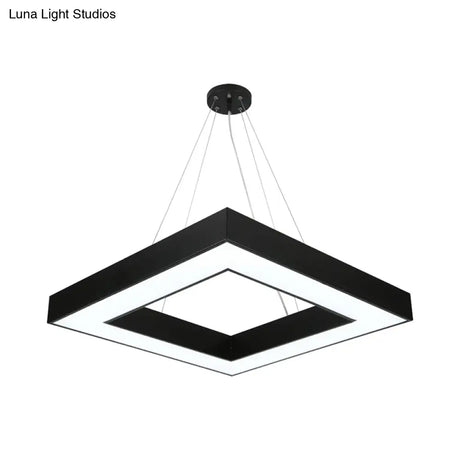 Minimalistic Led Hanging Ceiling Light: Square Chandelier Lighting For Office With Acrylic Shade