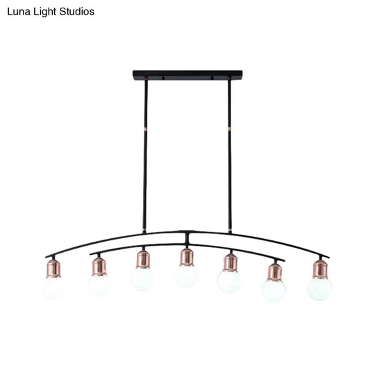 Minimalistic Linear Chandelier - 5/7 Lights Black/White Metal Finish Island Light