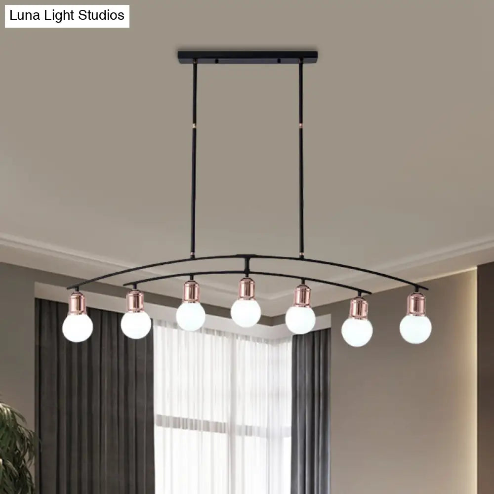 Minimalistic Linear Chandelier - 5/7 Lights Black/White Metal Finish Island Light
