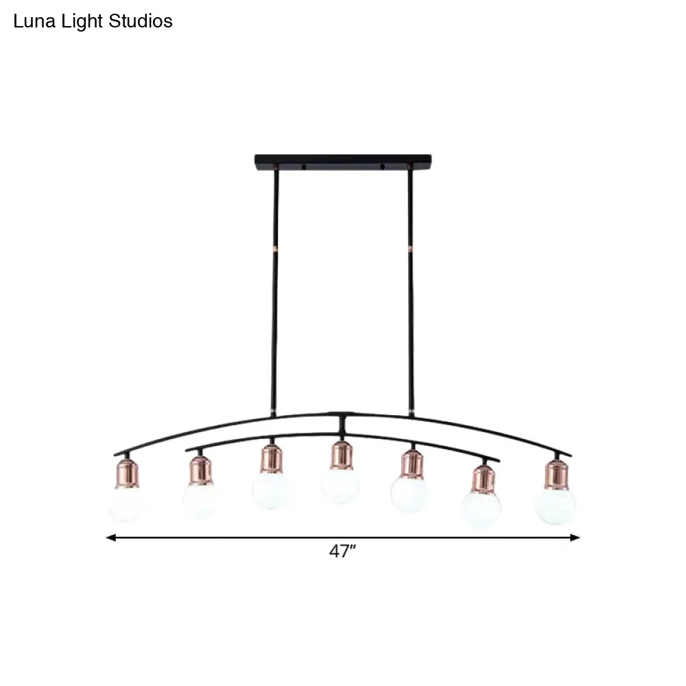 Minimalistic Linear Chandelier - 5/7 Lights Black/White Metal Finish Island Light