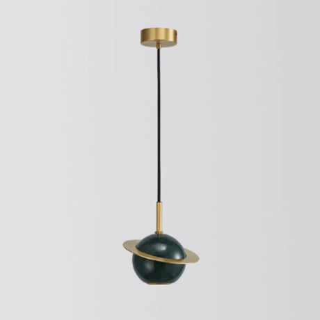 Minimalistic Marble Pendant Ceiling Light For Shaded Dining Room With 1 Head Green / Planet