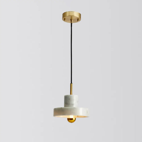 Minimalistic Marble Pendant Ceiling Light For Shaded Dining Room With 1 Head White / Barn