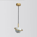 Minimalistic Marble Pendant Ceiling Light For Shaded Dining Room With 1 Head White / Planet