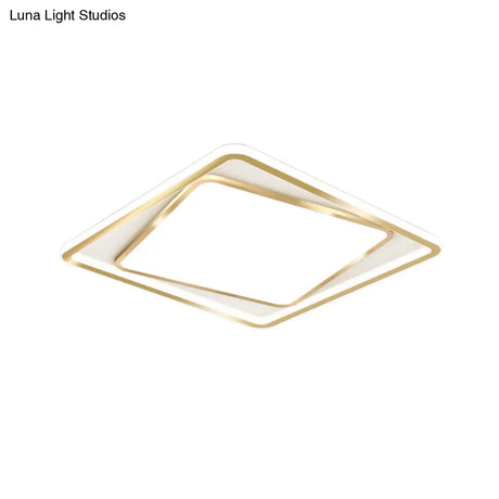 Minimalistic Metal Gold Flush Mount Lamp - 16.5’/20.5’ Wide Led Ceiling Lighting (Customizable