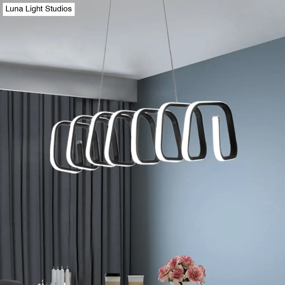 Minimalistic Metal Led Island Light Fixture In Black For Dining Room Ceilings / Square