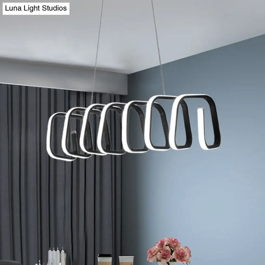 Minimalistic Metal Led Island Light Fixture In Black For Dining Room Ceilings / Square