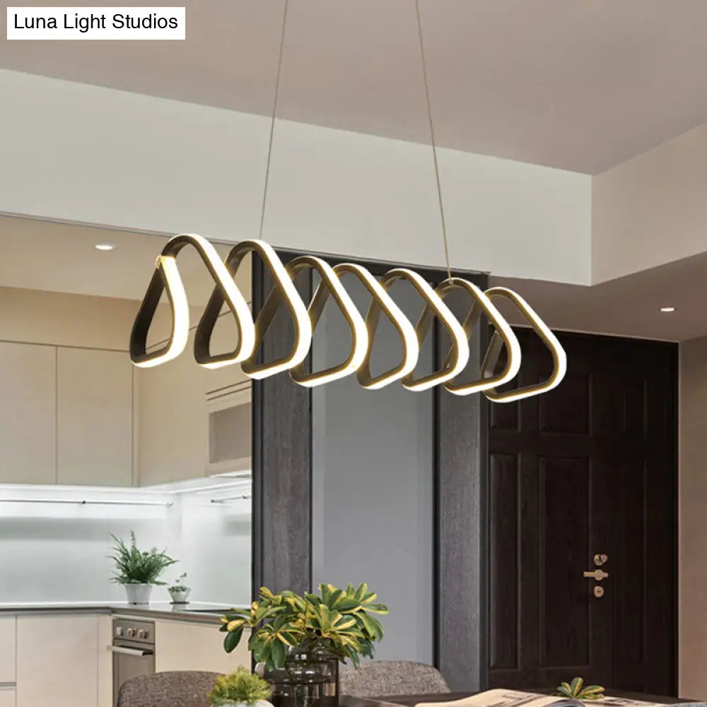 Minimalistic Metal Led Island Light Fixture In Black For Dining Room Ceilings / Triangle