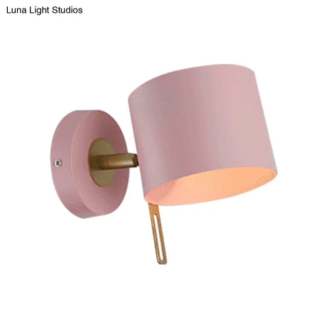 Minimalistic Metallic Cylinder Wall Mount Sconce - 5 Width 1 Light Black/Pink/Yellow/Blue Ideal For