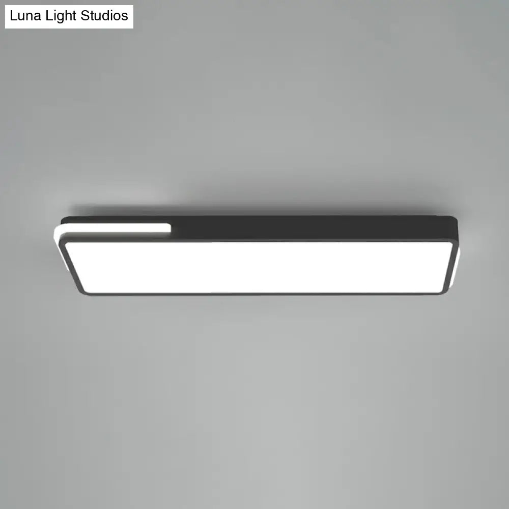 Minimalistic Rectangular Led Flush Mount Ceiling Light In Black For Corridors