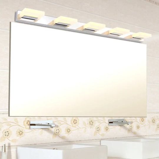Minimalistic Rotatable Led Vanity Lamp: Square Acrylic & Nickel Wall Sconce Lighting For Bath 5 /