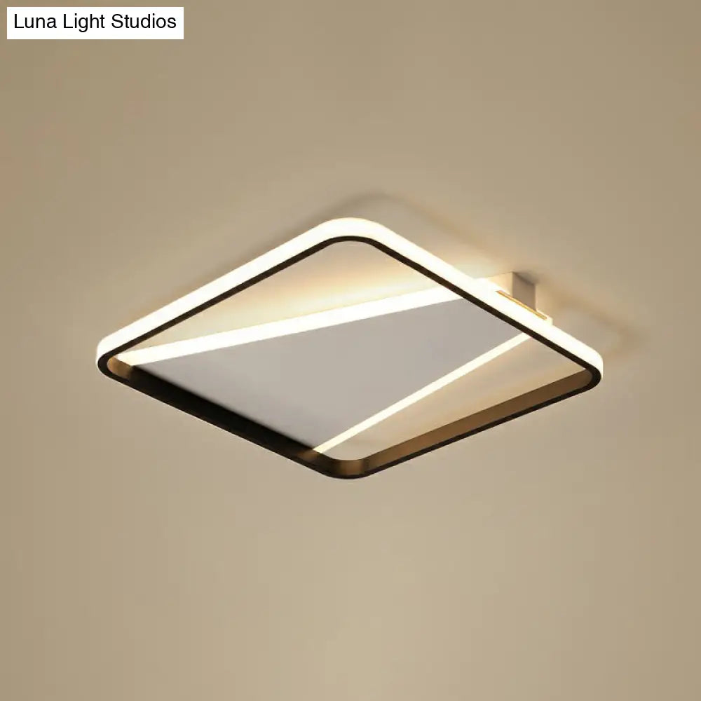 Minimalistic Square Black Acrylic Led Flush Mount Ceiling Light / 16.5’