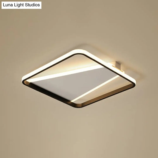 Minimalistic Square Black Acrylic Led Flush Mount Ceiling Light / 16.5’