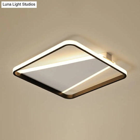 Minimalistic Square Black Acrylic Led Flush Mount Ceiling Light / 20.5’