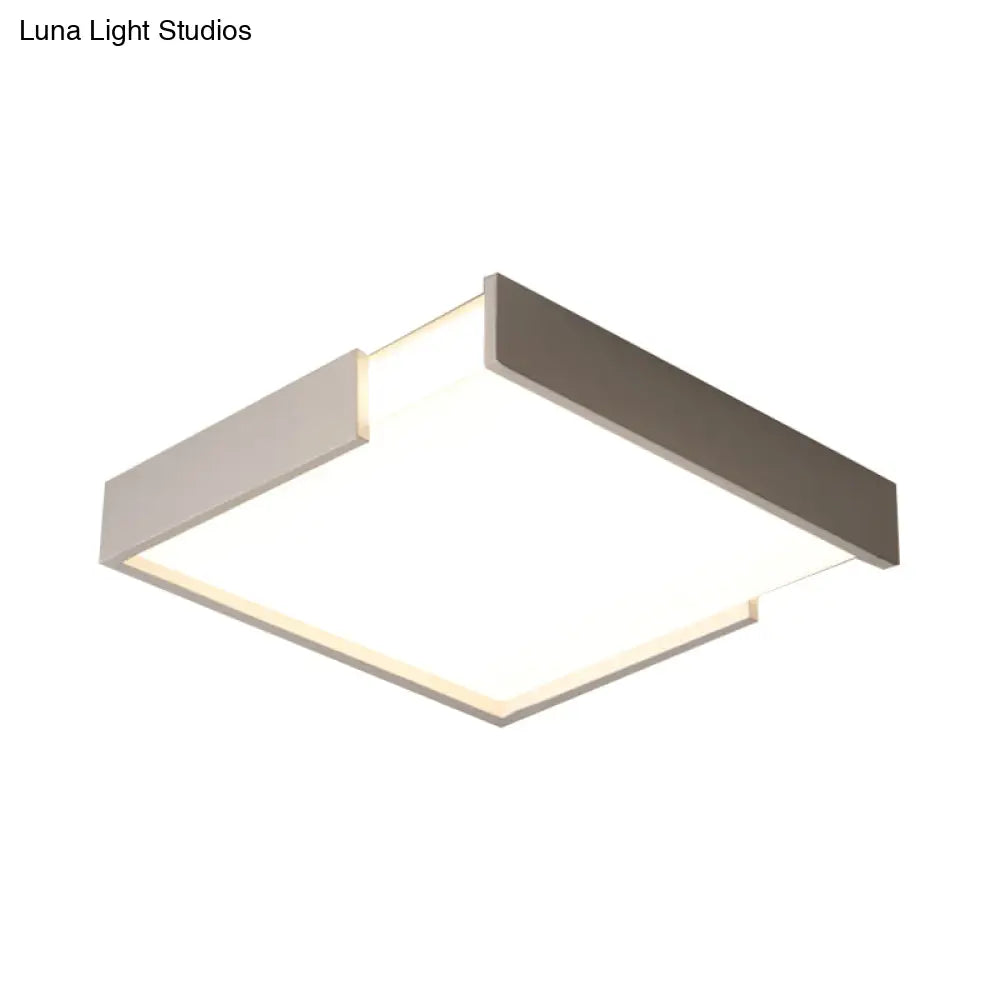 Minimalistic Squared Led Flush Mount Light In Black/White - 16’/19.5’ Dia For Bedroom With