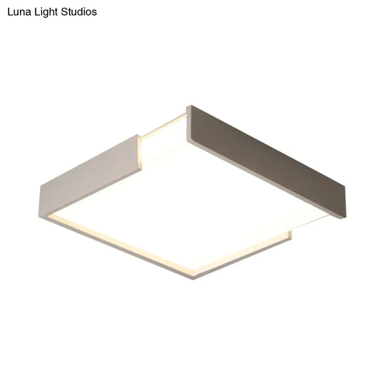 Minimalistic Squared Led Flush Mount Light In Black/White - 16’/19.5’ Dia For Bedroom With