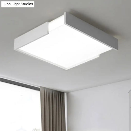 Minimalistic Squared Led Flush Mount Light In Black/White - 16/19.5 Dia For Bedroom With Warm/White