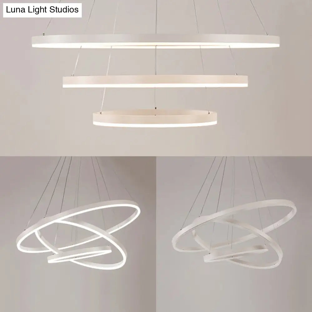 Modern 1/2/3-Light Chandelier Pendant With Acrylic Shade - Brown/Black/White Ceiling Light In