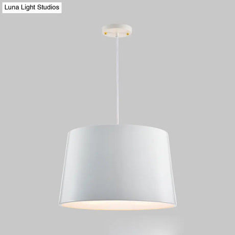 Modern 1-Bulb Black/White Drum Pendant Light With Metal Shade Hanging Ceiling Lighting