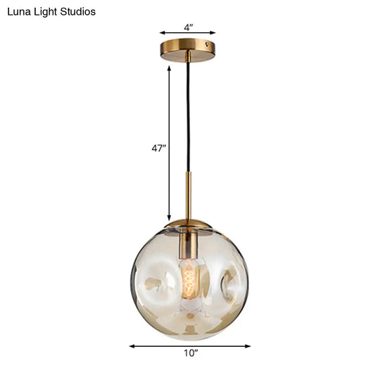 Modern 1 Bulb Pendant Light With Concave Glass Shade - Silver/Red Hanging Fixture For Restaurants