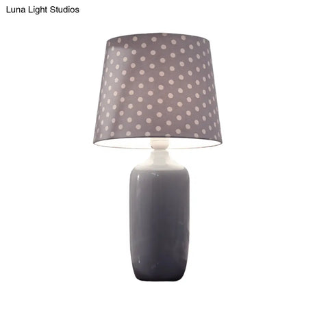 Modern 1-Head Bedroom Night Table Light With Tapered Fabric Shade Vibrant Pink/Blue/Green Finish