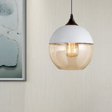 Modern 1-Light Drum/Cylinder/Jar Suspension Pendant – Clear/Yellow Glass White/Black Fixture