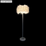 Modern 1-Light Feather Drum Shade Floor Lamp In Multi Colors For Living Room
