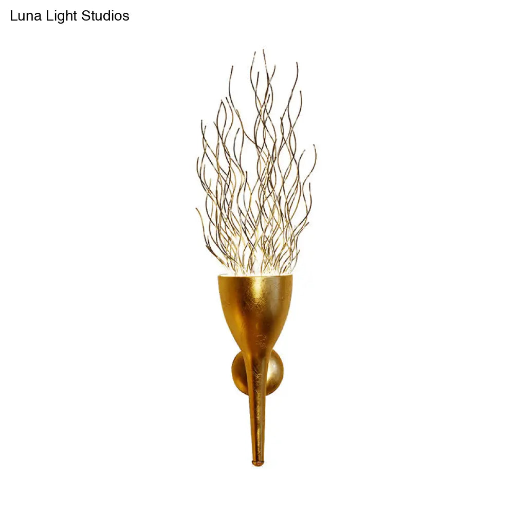 Modern 1-Light Gold Torch Wall Sconce For Stairway Lighting