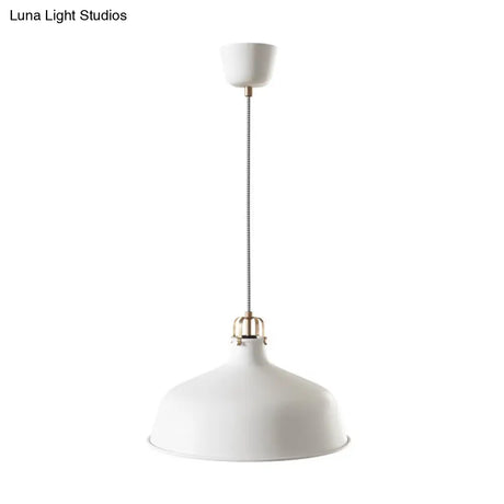Modern 1-Light Metallic Pendant Lamp With Black/White Barn Shade For Dining Room Ceiling