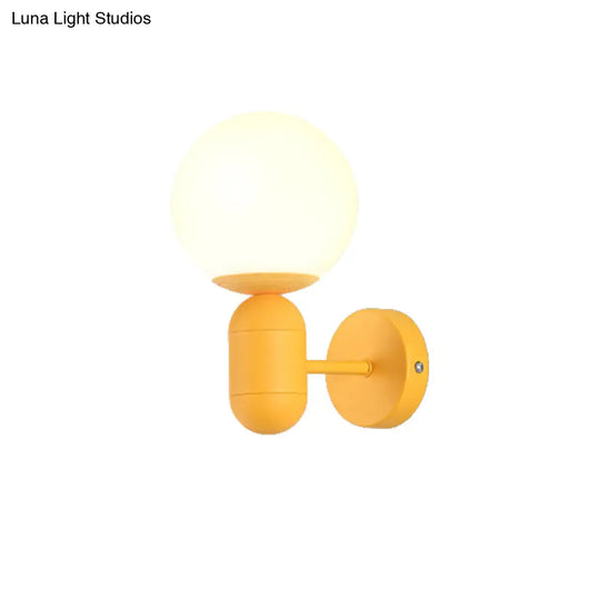 Modern 1-Light Metallic Wall Lamp With Orb Shade - Perfect For Balcony And Kitchen