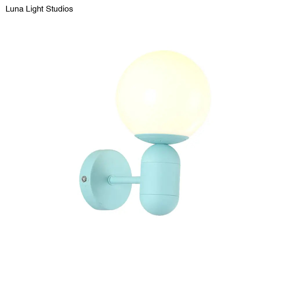 Modern 1-Light Metallic Wall Lamp With Orb Shade - Perfect For Balcony And Kitchen
