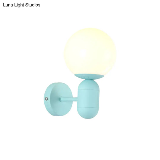 Modern 1-Light Metallic Wall Lamp With Orb Shade - Perfect For Balcony And Kitchen