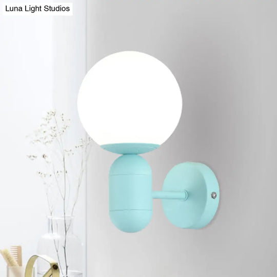 Modern 1-Light Metallic Wall Lamp With Orb Shade - Perfect For Balcony And Kitchen