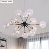 Modern 12-Light Clear Glass Sputnik Chandelier For Living Room - Simple Style