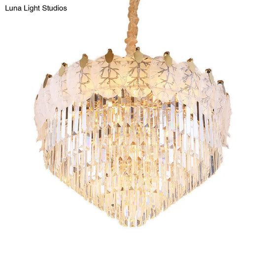 Modern Led Crystal Chandelier | 14 Lights Tiered Hanging Living Room Ceiling Lamp