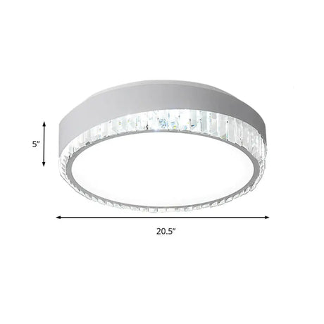 Modern 16.5/20.5 Wide Round Flush Mount Lighting With Crystal Accent For Bedroom