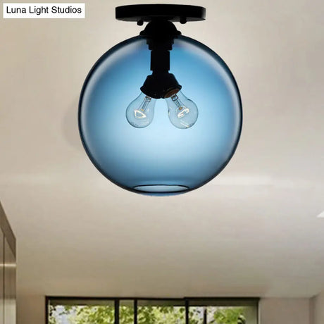 Modern 2 - Head Flushmount Ceiling Lamp With Colorful Glass Shades - Global Mounted Light’ Or