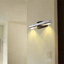 Modern 2-Light Wall Fixture For Living Room With Aluminum Shade In Black/Silver - Warm/White