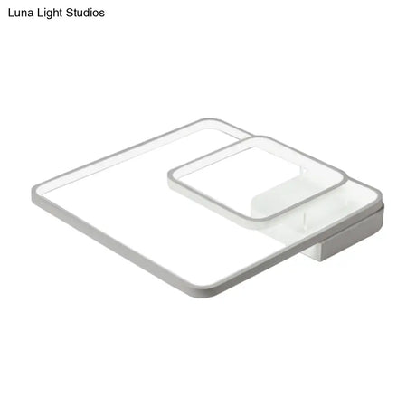 Modern 2 - Tier White Semi Flush Led Ceiling Light - Warm/White Acrylic Fixture 16.5’/20.5’ Wide